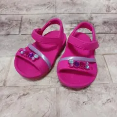 crocs ピンク サンダル C5 (13㎝ ) ビジュー付