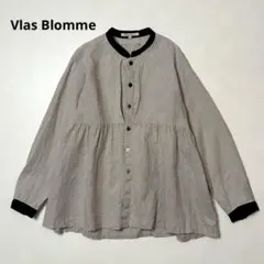 ヴラスブラム　リネン　スタンドカラー　切り替えブラウス
