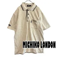 【ミチコロンドン】ポロシャツ　ベージュ　襟あり　胸ポケットあり　ボタンシャツ