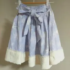 AnkRouge 雪の結晶柄 フレアスカート ミルキーパープル リボン取り外し可