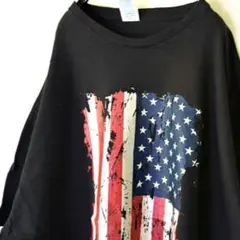 デルタ アメリカ USA 国旗 星条旗 Tシャツ 2XL ブラック 黒 古着