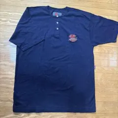 ネイビー ボタン付きヘンリーネックTシャツ アメリカンサイズ、日本はLのサムネイル