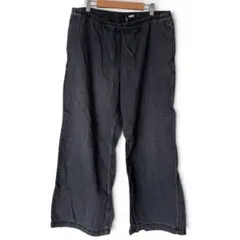 ⁠DIVIDED H&M ワイドデニムパンツ ジーンズ ドロスト L ブラック