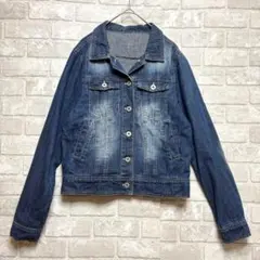 デニムジャケット Gジャン M ネイビー カジュアル 綿100 着回し 定番