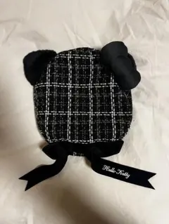 ハローキティ ベレー帽 ユニバ USJ 黒 ツイード