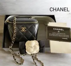 極極美品♡CHANEL ヴァニティ　マトラッセ　カメリア　チェーンバッグ　ミニのサムネイル