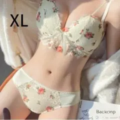 花柄刺繍ブラショーツ 下着セット 脇スッキリ ブラセット XL
