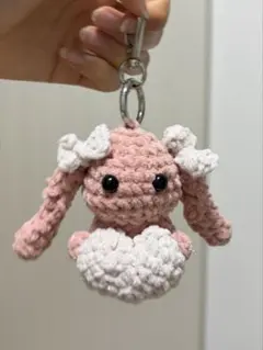 うさぎのあみぐるみ キーホルダー ピンク