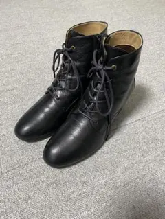 ブラックレザー ブーティ 6cmヒール