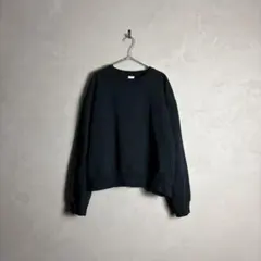 ZARA 短丈 スウェット ボックスシルエット クルーネック 黒 ブラック M
