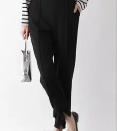 GLOBALWORK L ストレッチ スリット　ジョガーパンツ　黒