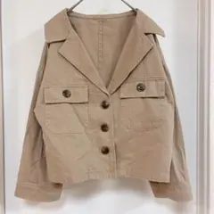 美品✨綿100% ベージュ カジュアルジャケットM 春服　シンプル　レディース