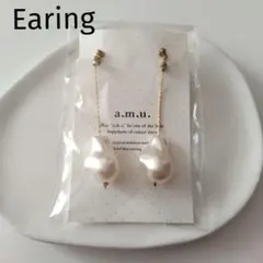 amumade アムメイド ホワイトパール ドロップイヤリング