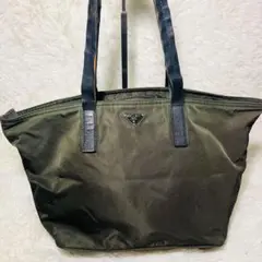 PRADA プラダ ナイロントートバッグ オリーブグリーン 三角ロゴ A4収納