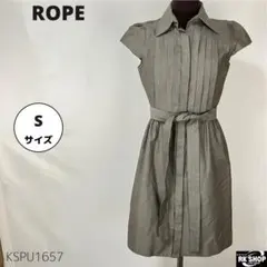ROPE ロペ シャツワンピース ピンタック ウエストベルト 上品 シンプル
