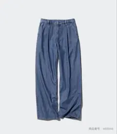 UNIQLO ユニクロ　ドレープデニムタックパンツ　ブルー　L