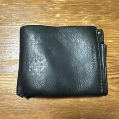 TAKEO KIKUCHI タケオキクチ 二つ折り財布 本革 オイルレザー 黒のサムネイル