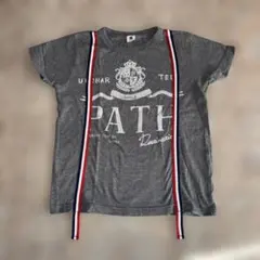 グレー Tシャツ ストライプサスペンダー付き