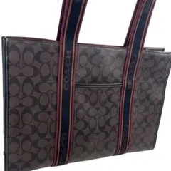 美品 完売品 コーチ ラージスミス トートバッグ シグネチャー キャンバス ロゴ