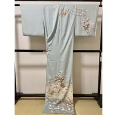 単衣　訪問着 花柄刺繍 水色　トール　幅広 単衣 訪問着 花柄刺繍 水色 トール 幅広 - メルカリ