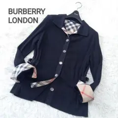 ●未使用級●　バーバリーロンドン　メガチェック　サイドベルト　リブ切替え　シャツ
