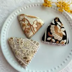 インド刺繍　パッチンピン②　パール　上品