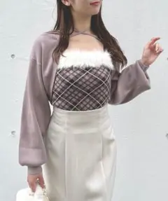 NOMAE ボレロセットファーチェックトップス