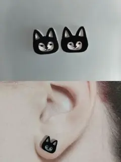 ハチワレ猫 ピアス・イヤリング - メルカリ
