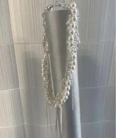 NICKEL FREE CHAIN PEARL VOLUME NECKLACE