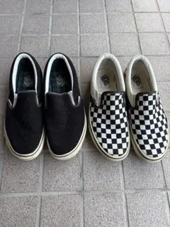 メ*田様 VANS スリッポン 27 27.5 セット売り チェック スウェード