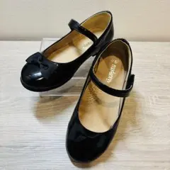子供用 フォーマルシューズ ブラック 黒　19センチ　女の子 女児 リボン