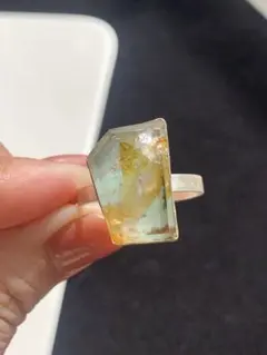 ターコイズ×イエローヘマタイトクォーツ ダブレット ストーン リング 64 ターコイズ×イエローヘマタイトクォーツ ダブレット ストーン リング