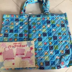 新品 アニマル柄 キルト生地レッスンバッグ 入学式 入園準備　鬼滅の刃　マスク