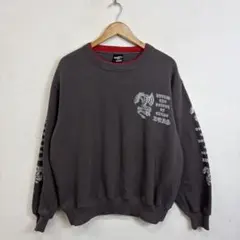 00s レイヤード スウェット英字プリント ドラゴン 袖プリ Y2K フェード