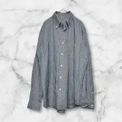 UNIQLO ユニクロ　長袖ネルシャツ　千鳥柄　ブルー　 重ね着　着回し　L