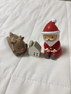 クリスマス ミニチュア 置物 サンタ トナカイ 家 3点セット
