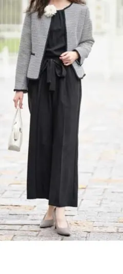 【新品】ツイード ブラック パンツスーツ　4点セット