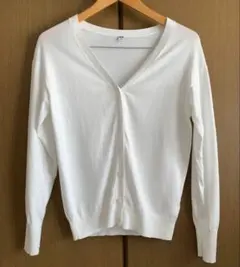 ユニクロ Vネック カーディガン 長袖 Mサイズ ホワイト