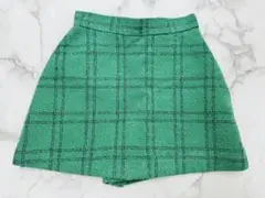 美品　sheller カラーツイードキュロットスカート　グリーンチェック