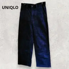 UNIQLO コーデュロイワイドパンツ 64 M相当ネイビー 美シルエット 秋冬
