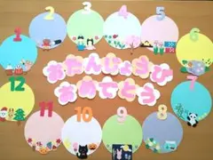 お誕生日表　通年　壁面　保育園　幼稚園　学童保育　小学校　習い事教室