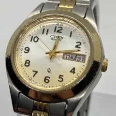 美品 稼働品 CITIZEN クォーツ 腕時計 デイデイト コンビカラー メンズ