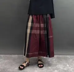 チェック柄 ロングフレアスカートのサムネイル
