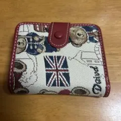 クマ柄 二つ折り財布