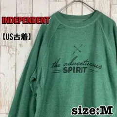 US古着　INDEPENDENT ラグランスリーブ　スウェット　緑 c0040