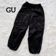 GU ジーユー スーパーワイドカーゴパンツ　ブラック　Sサイズ　ウエストゴム