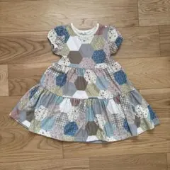 しまむら　softcheese ソフトチーズ　パッチワーク　ワンピース　90