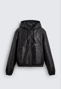 ZARA ザラ フェイクレザーフーデッドジャケット