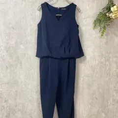 OneWay ワンウェイ ネイビー ノースリーブ Vネック オールインワン M