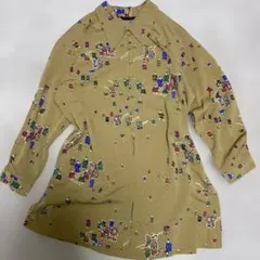 和柄‼️ブラウスレディース13号ゆったりサイズ❗️トップスシャツ珍しい和柄❗️日本製